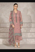 Pink printed 3 Pcs Women's Lawn Suit