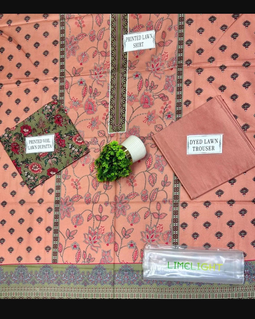 Pink printed 3 Pcs Women's Lawn Suit