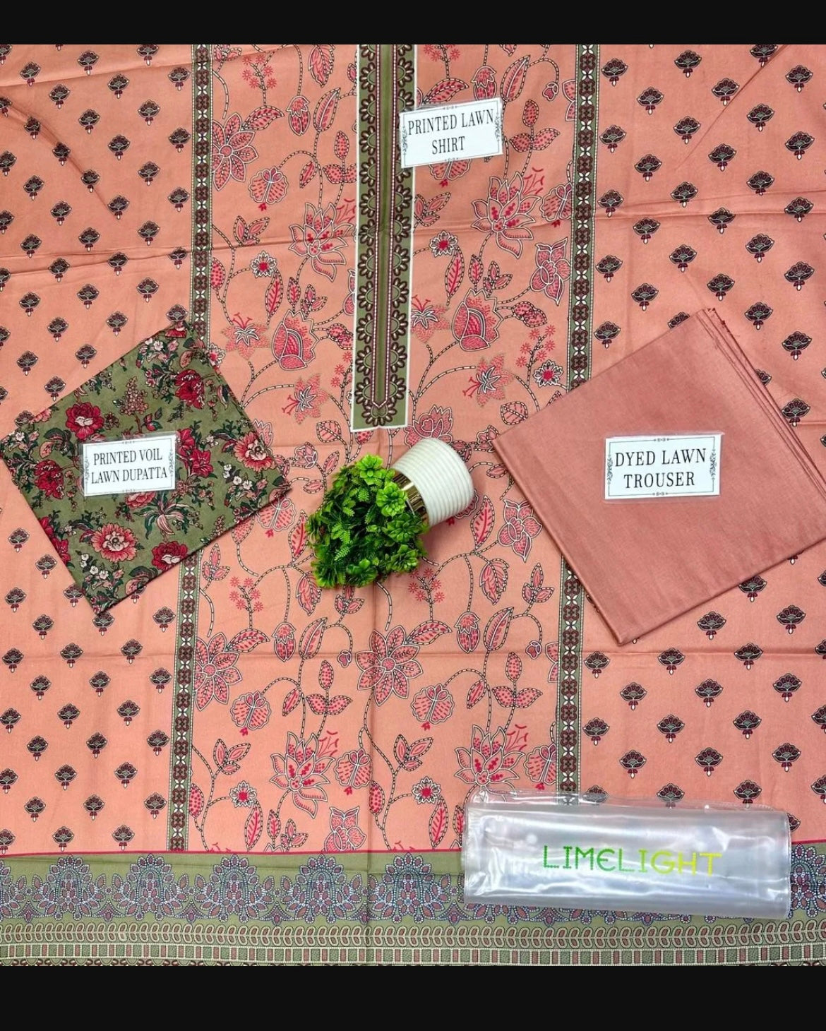 Pink printed 3 Pcs Women's Lawn Suit