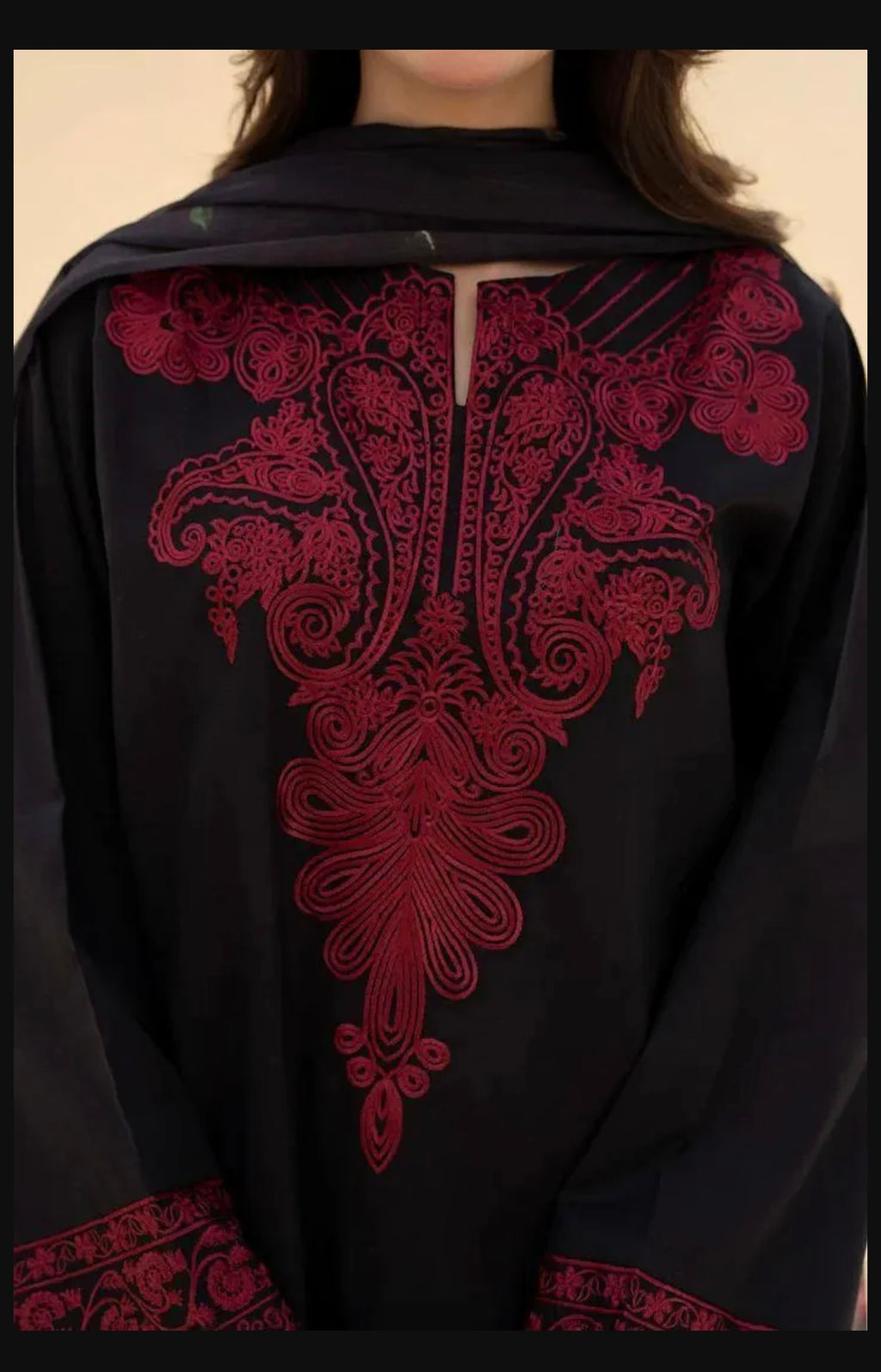 Black Embriodered 3 Pcs Lawn Suit for Women