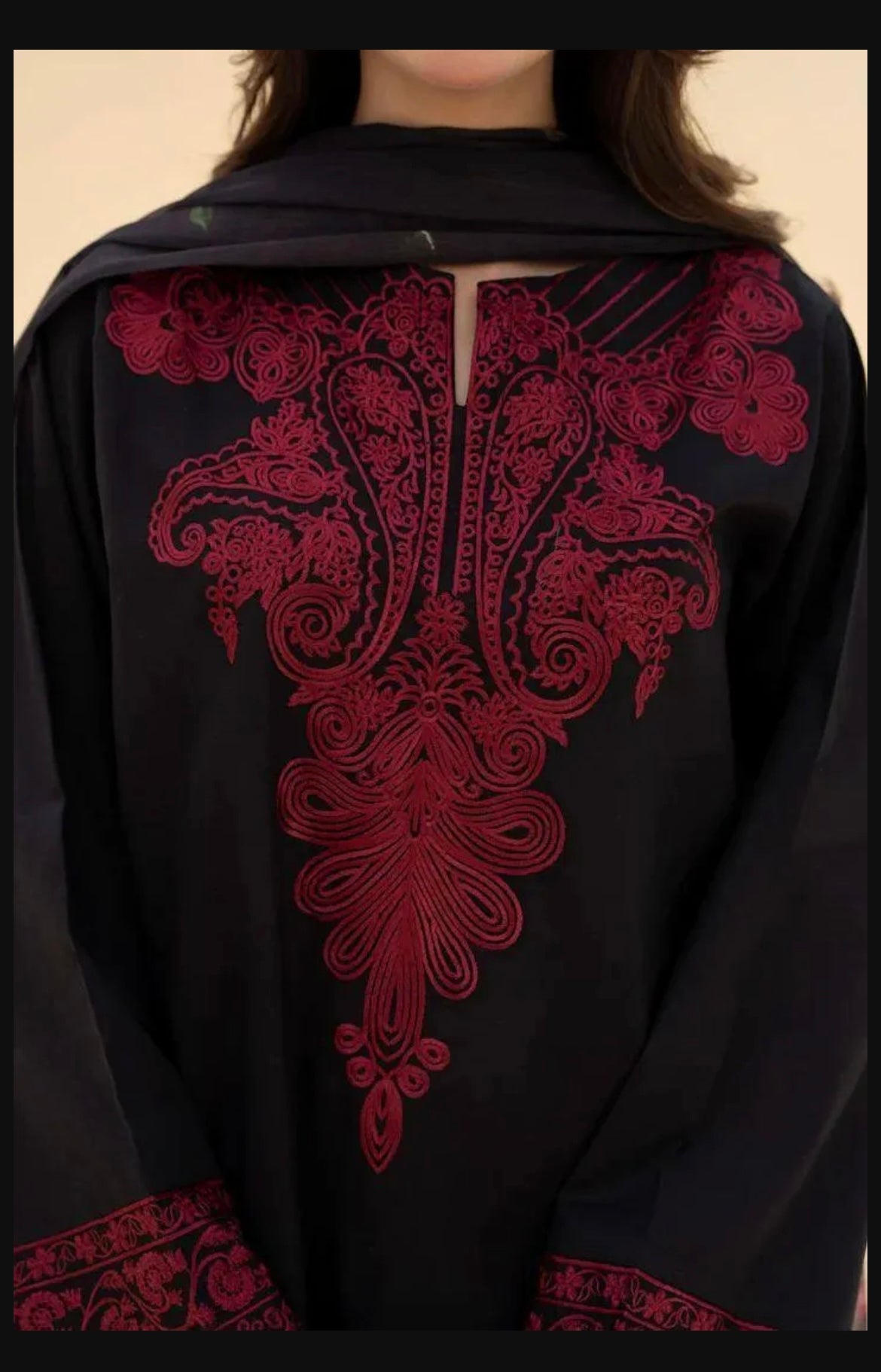 Black Embriodered 3 Pcs Lawn Suit for Women