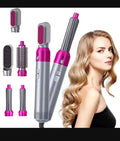 5-In-1 Hair Curler & Straightener Pink Lightweight