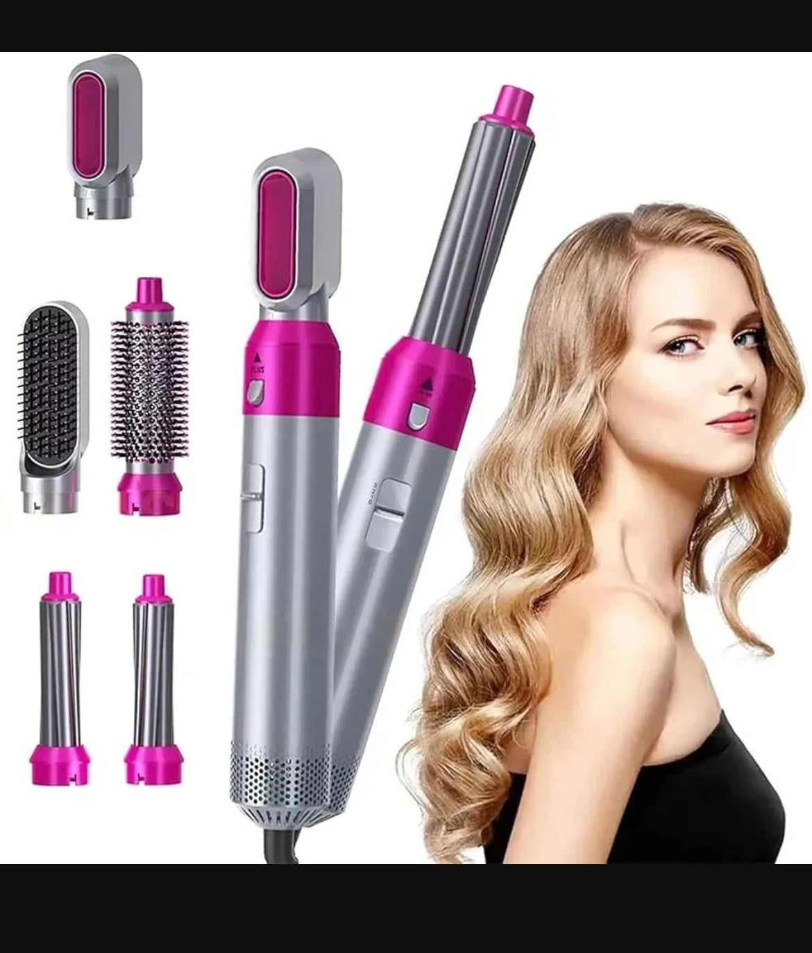 5-In-1 Hair Curler & Straightener Pink Lightweight