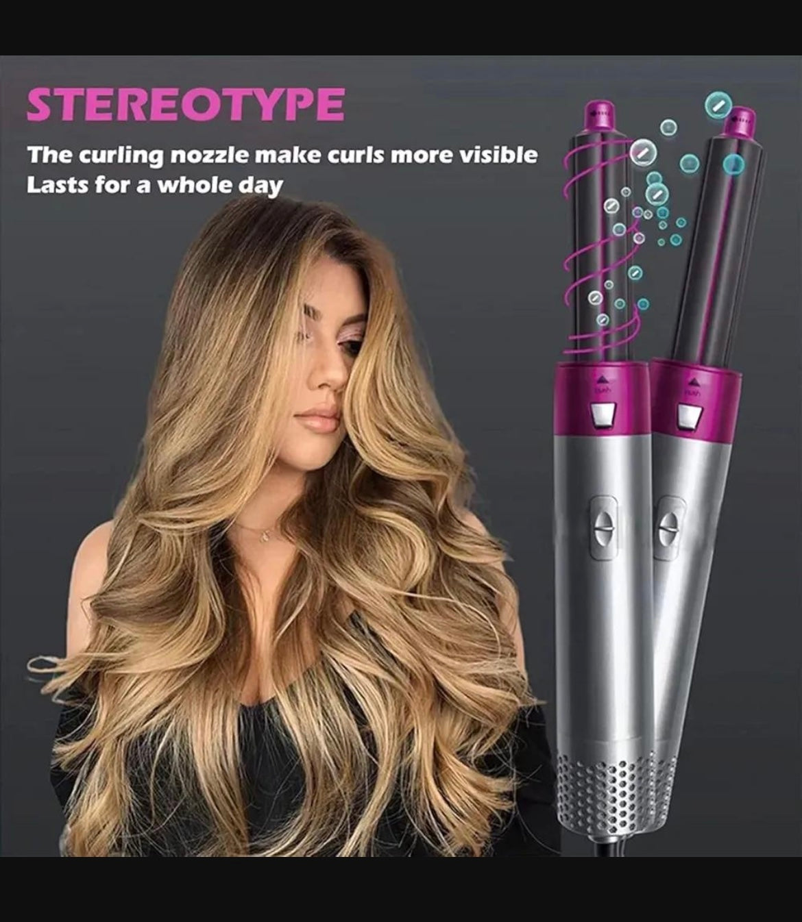 5-In-1 Hair Curler & Straightener Pink Lightweight