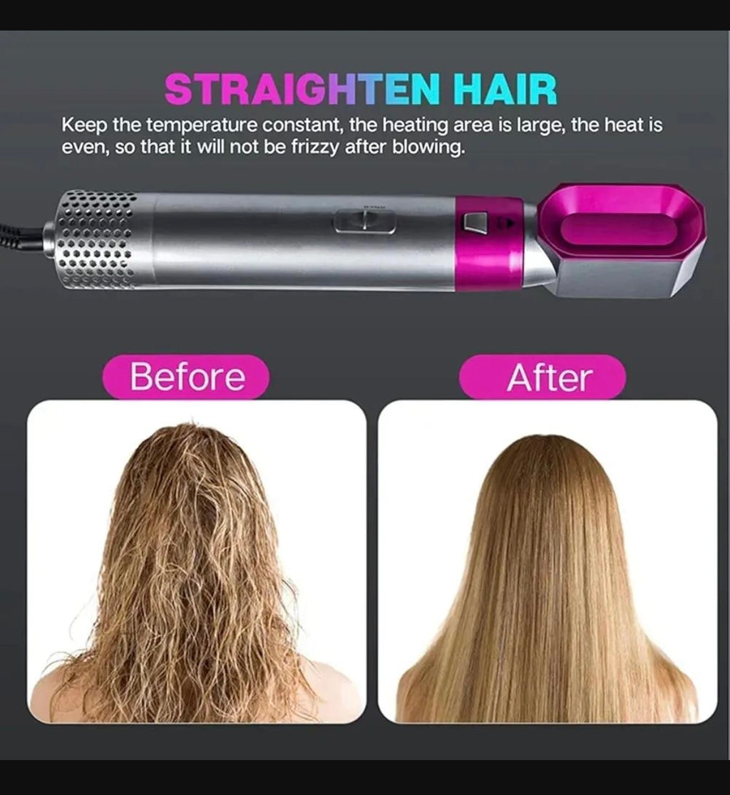 5-In-1 Hair Curler & Straightener Pink Lightweight