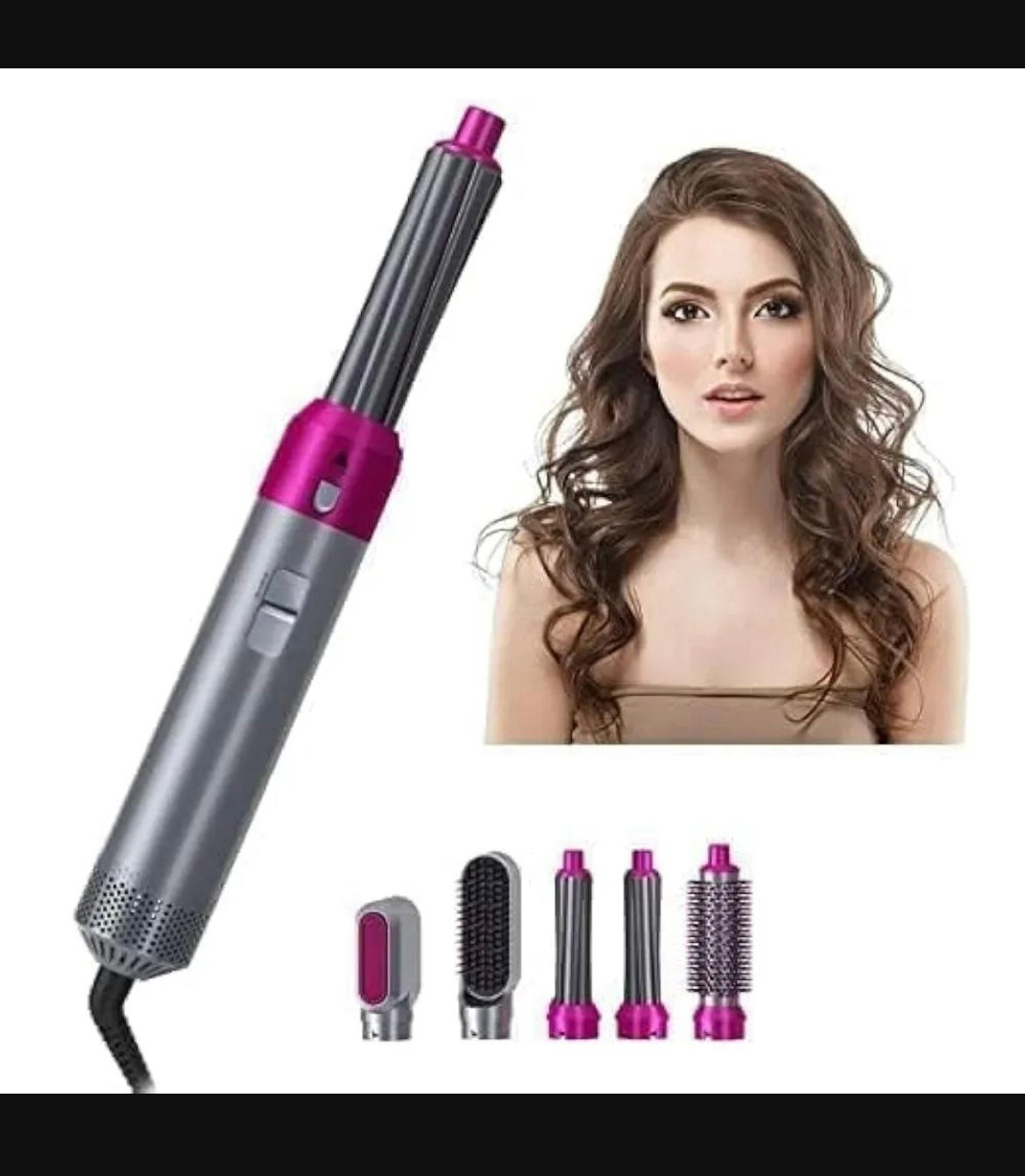 5-In-1 Hair Curler & Straightener Pink Lightweight