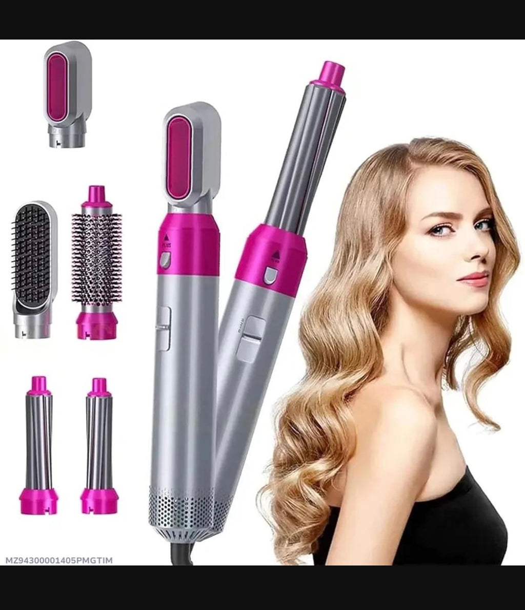 5-In-1 Hair Curler & Straightener Pink Lightweight