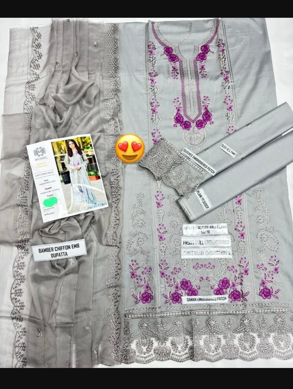 3 Pcs Women's Unstitched Embroidered Suit