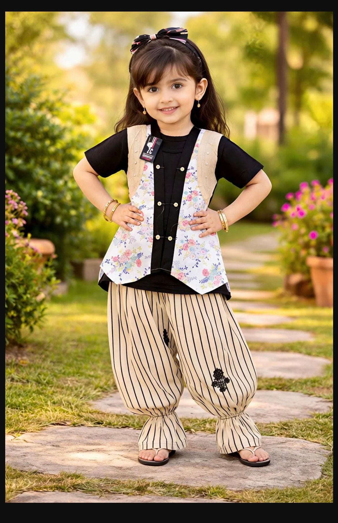 2 Pcs Girls Summer Collection Printed Shirt Nd Trouser Set