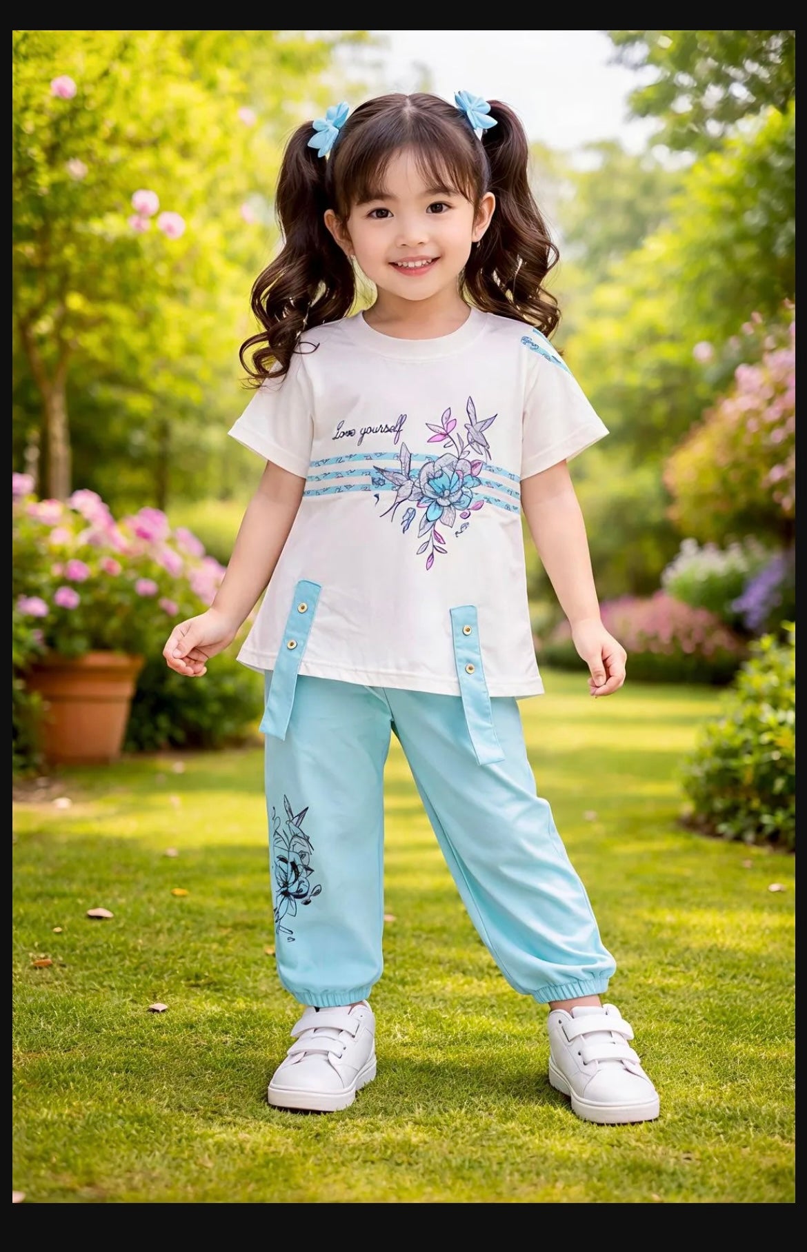 2 Pcs Girl's Chaina Stuff Printed Random Color Set