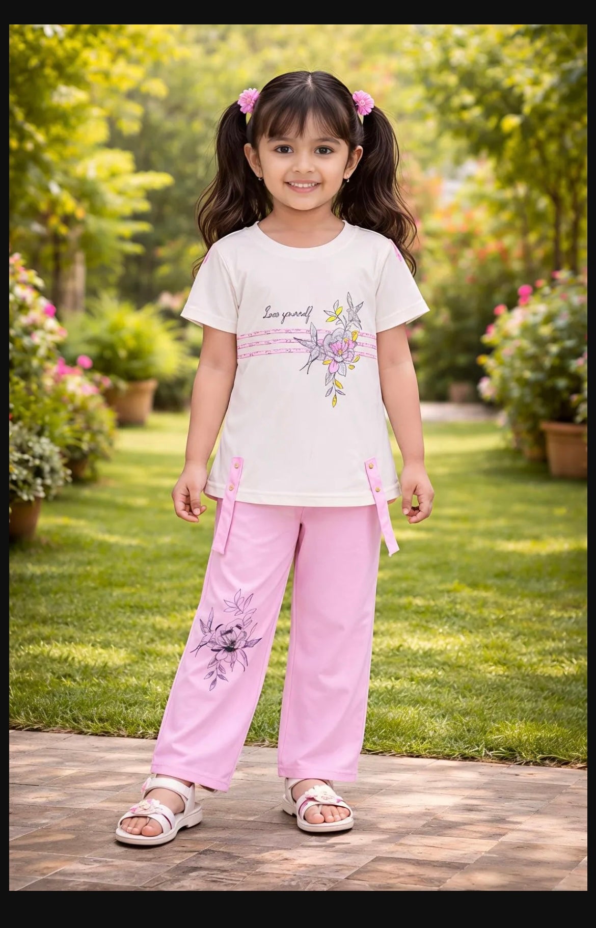 2 Pcs Girl's Chaina Stuff Printed Random Color Set