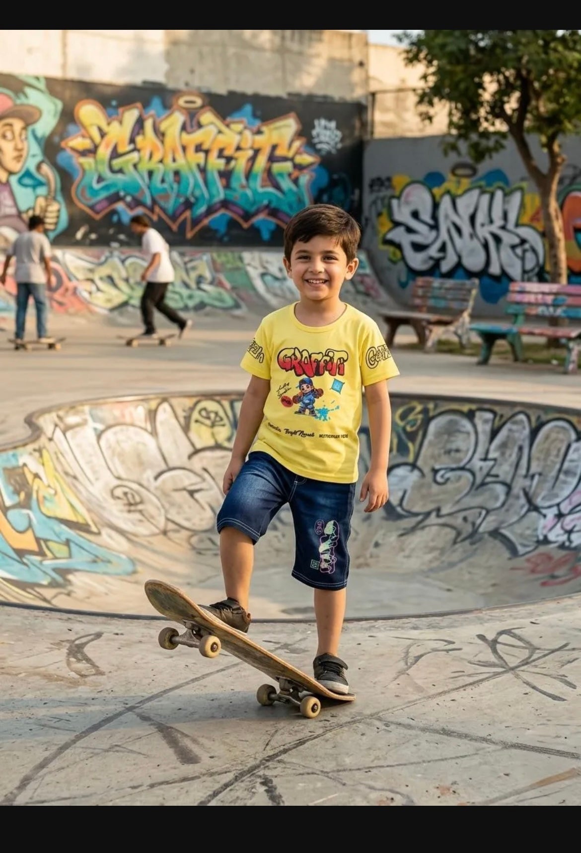 2 Pcs Boy's Summer Collection Printed Shirt Nd Trouser Set