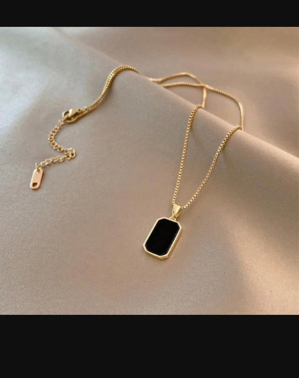 Gold Plated Black Stone Pendant for Women's