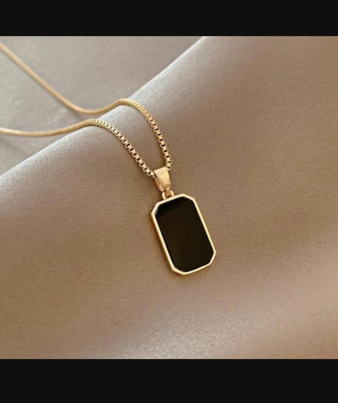 Gold Plated Black Stone Pendant for Women's
