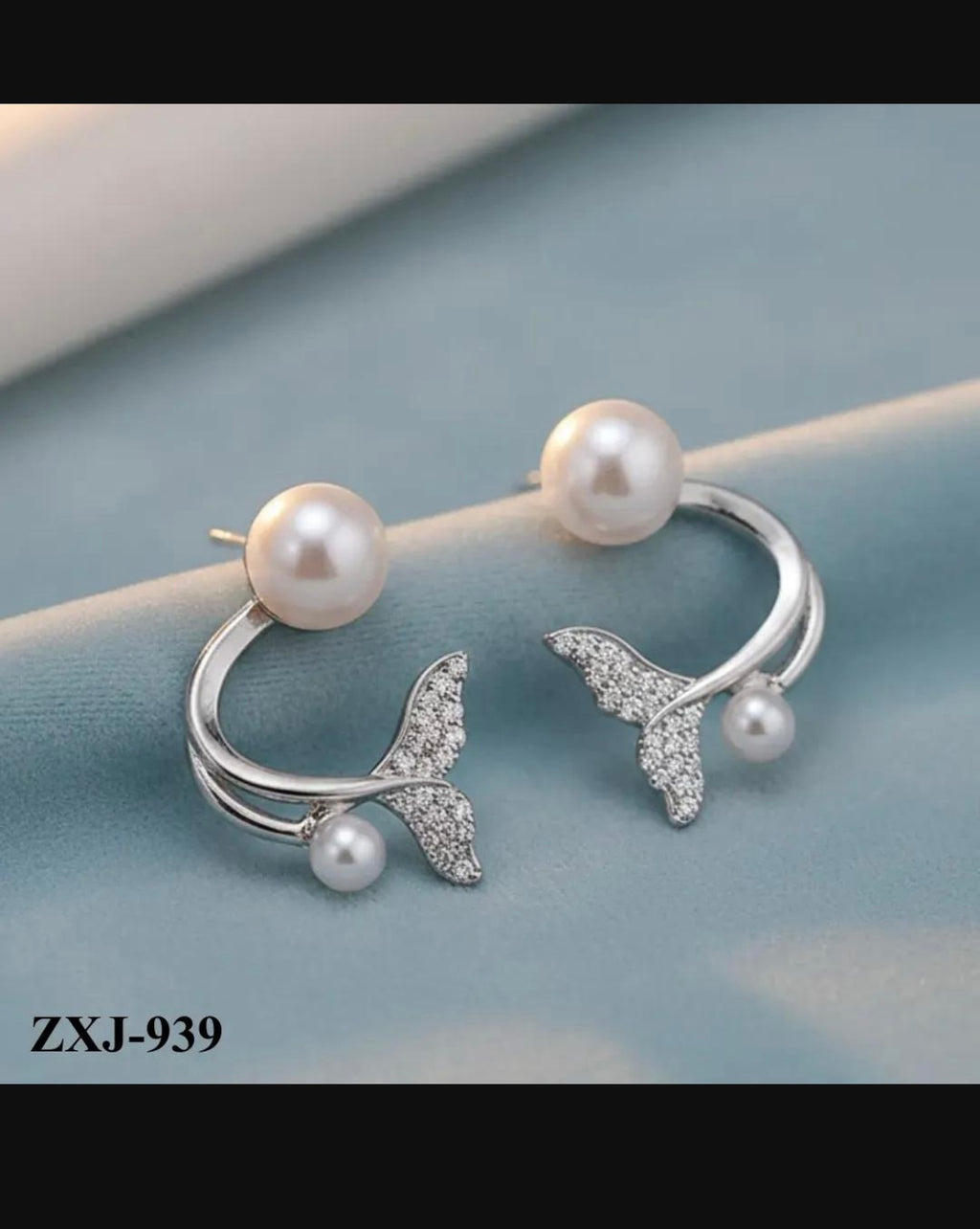 Korean Fish Tail Earings Alloy Women 2 Pcs Pink Silver Gold Black