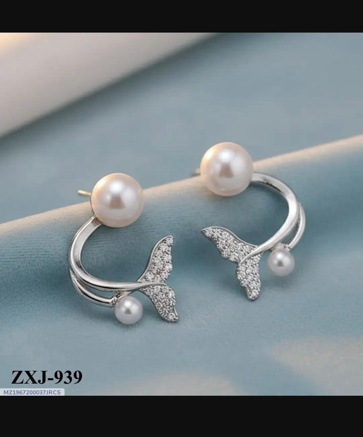 Korean Fish Tail Earings Alloy Women 2 Pcs Pink Silver Gold Black