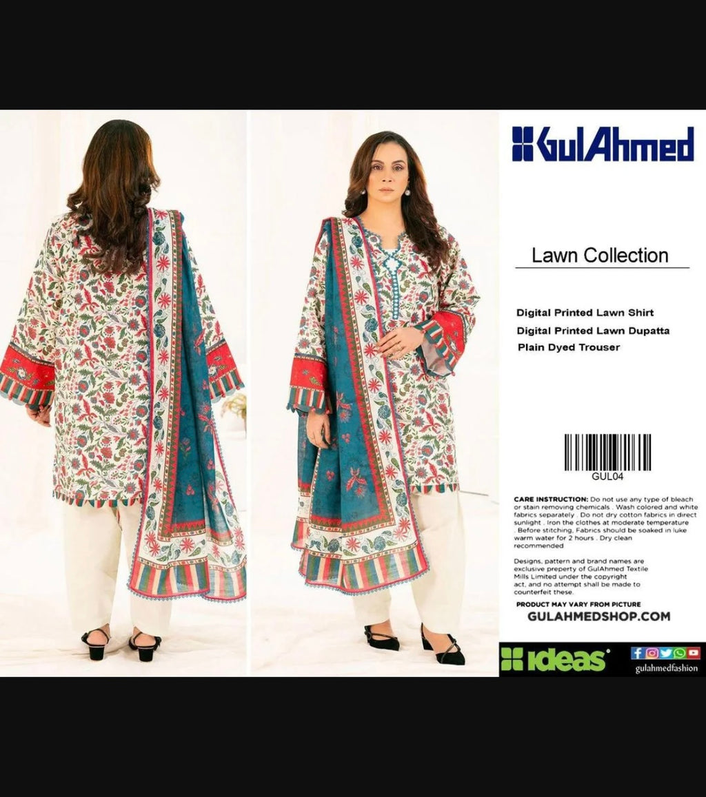 3 Pcs Women's Unstitched Embroidered Suit