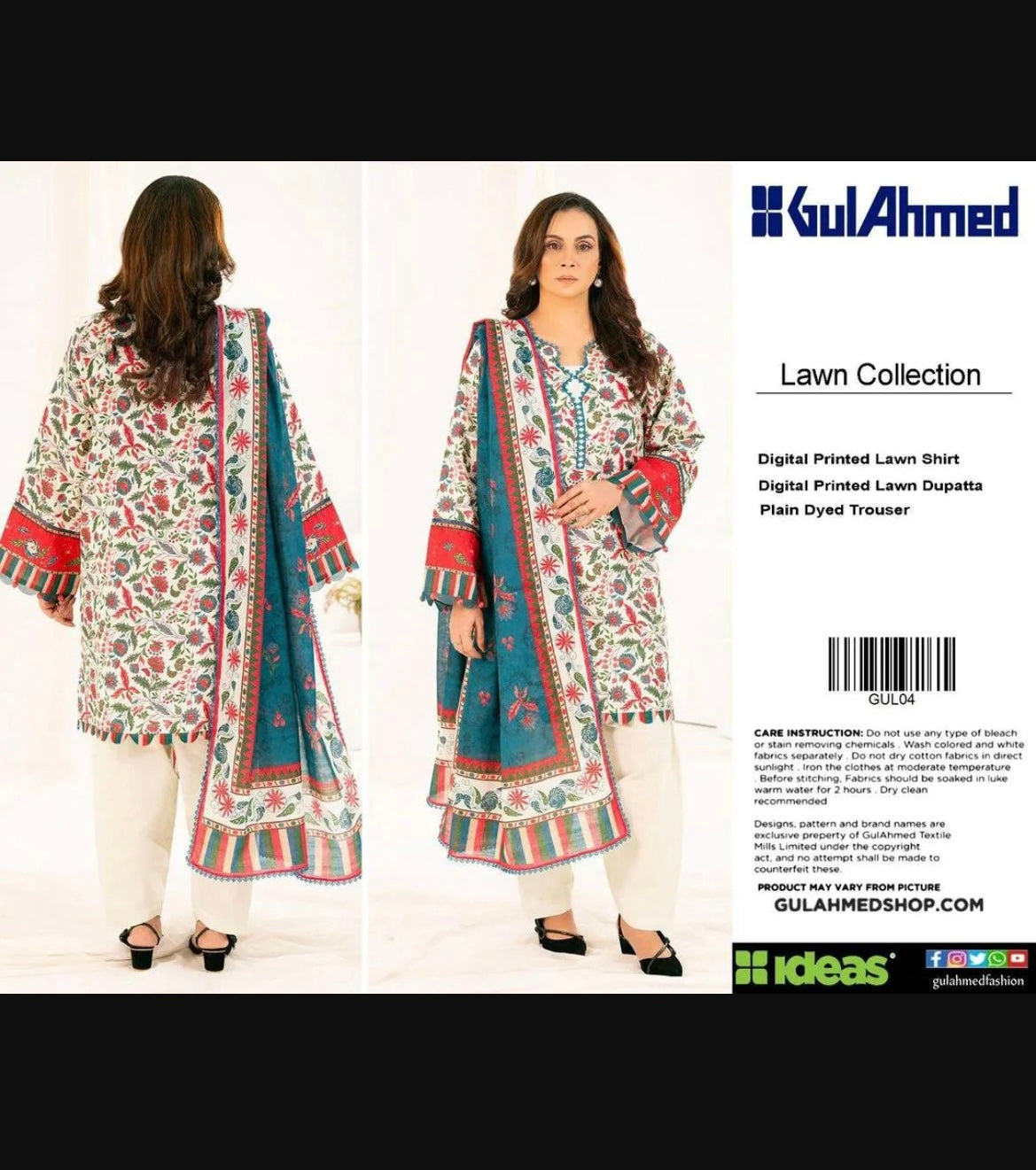 3 Pcs Women's Unstitched Embroidered Suit