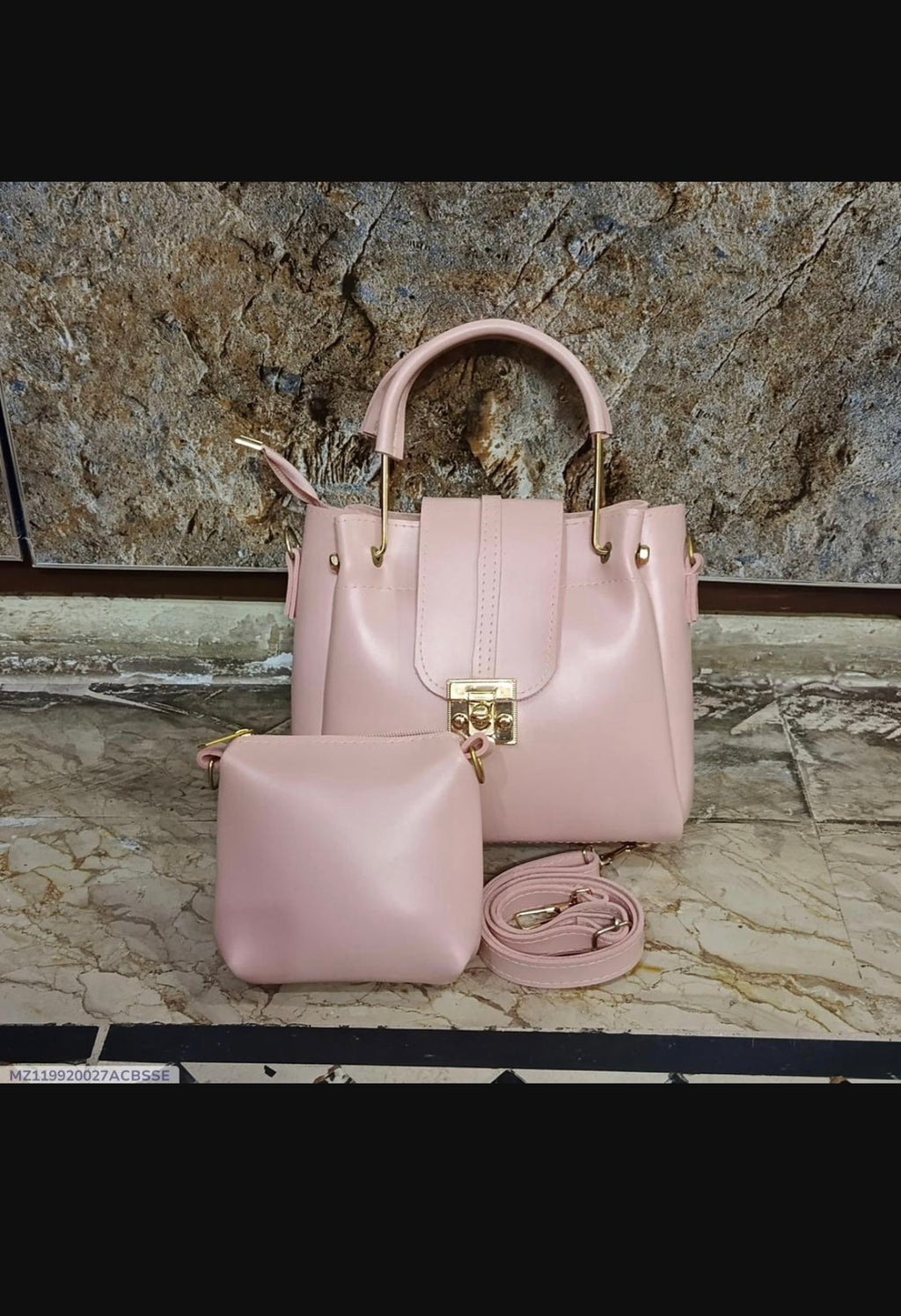 Pink Women's PU Leather Crossbody Bag Set of 2