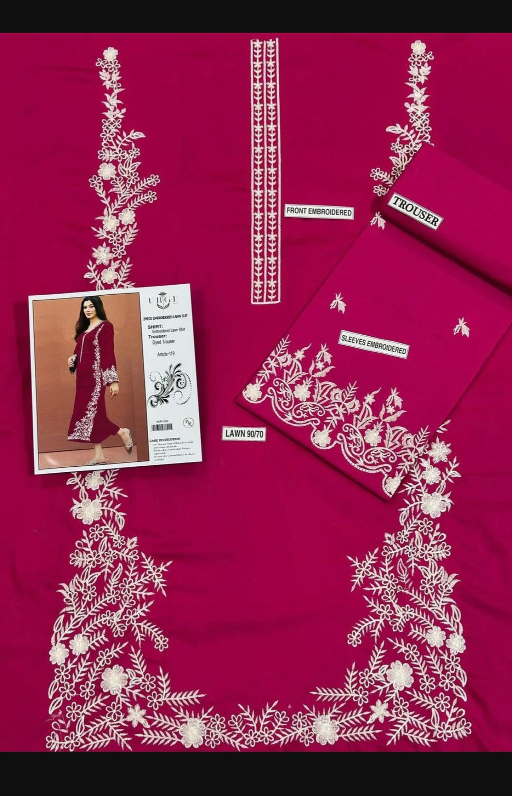 2 Pcs Women's Unstiched Embroidered Suit