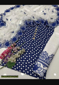 Women Cotton Lawn Printed Suit Blue 3 Pcs Set