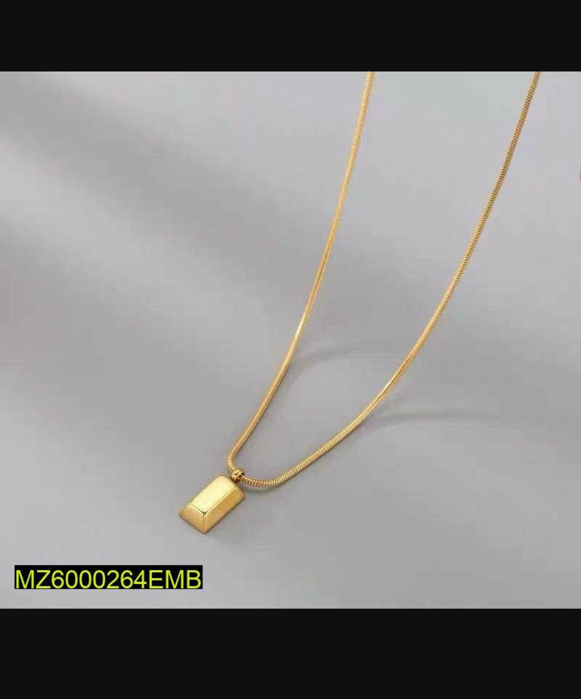 Gold Brick Pendant Necklace for Women's Elegant Gold Chain Jewelry