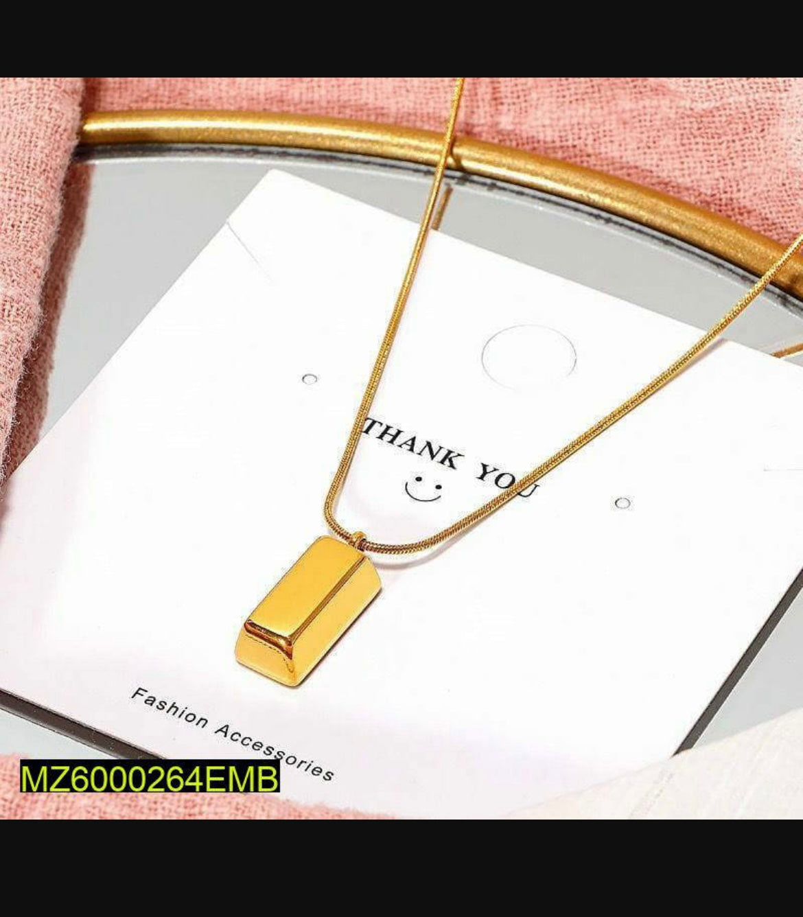 Gold Brick Pendant Necklace for Women's Elegant Gold Chain Jewelry