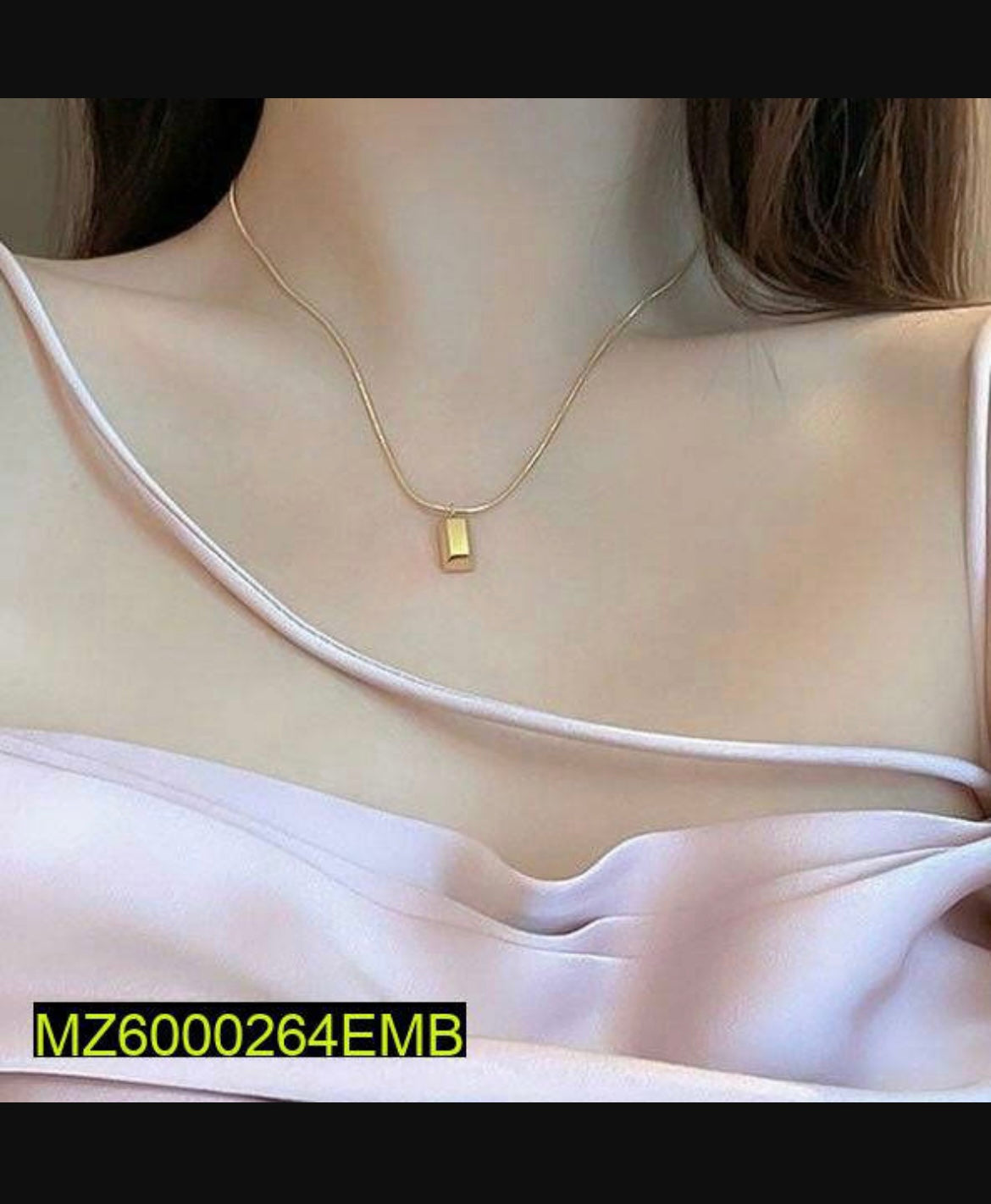 Gold Brick Pendant Necklace for Women's Elegant Gold Chain Jewelry