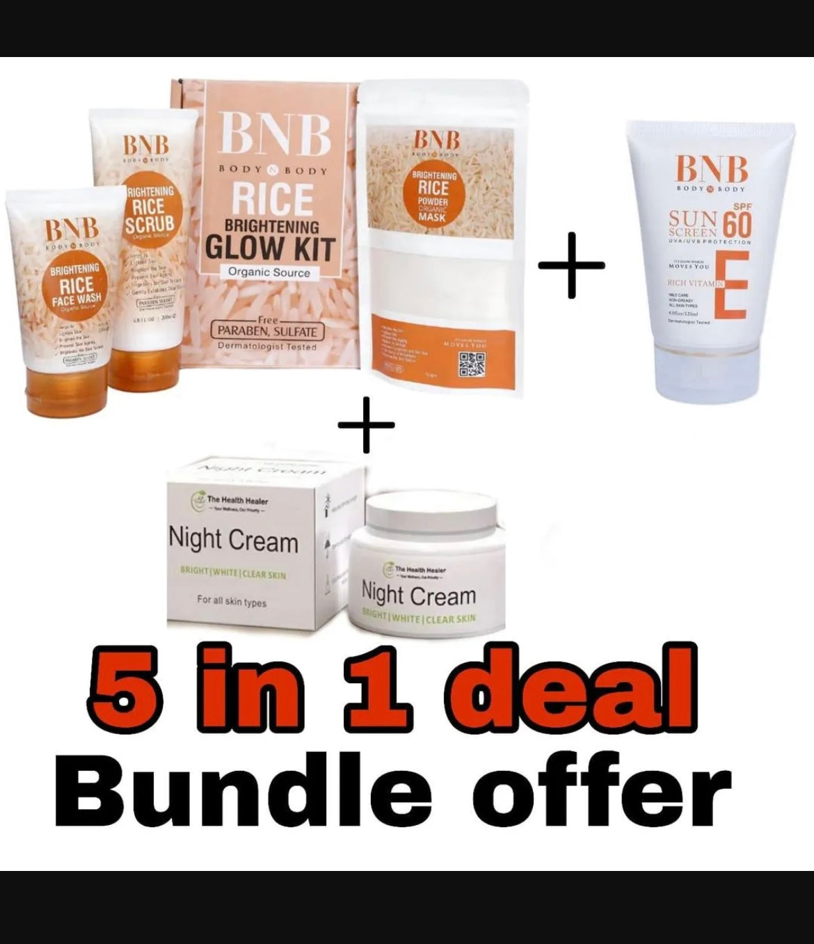 5-in-1 Skin Bundle Whitening  Cream & Sunblock