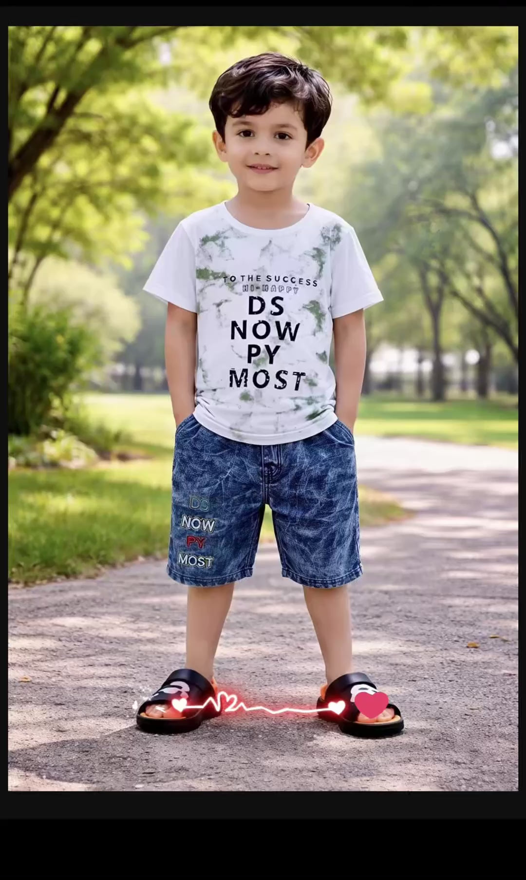 2 Pcs Boy's Summer Collection Printed Shirt Nd Trouser Set